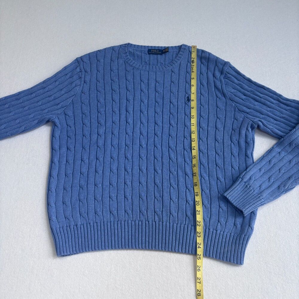 Polo Ralph Lauren Cable Knit Sweater Women's XXL Blue Cotton Pony Preppy - Picture 6 of 8